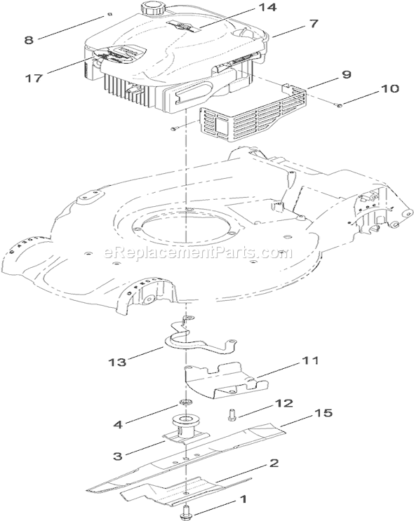 Toro 20095 (310000001-310004268)(2010) Lawn Mower Engine and Blade Assembly Diagram