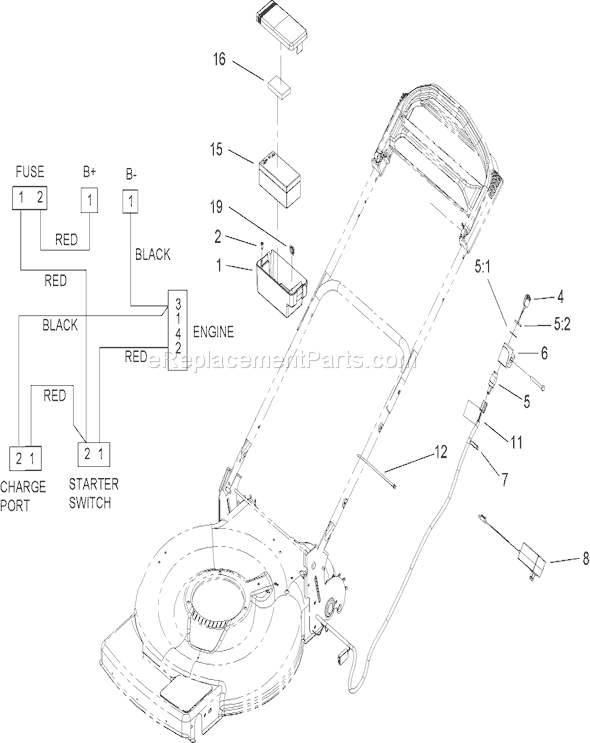 Toro 20098 (270000001-270999999)(2007) Lawn Mower Electrical Assembly Diagram