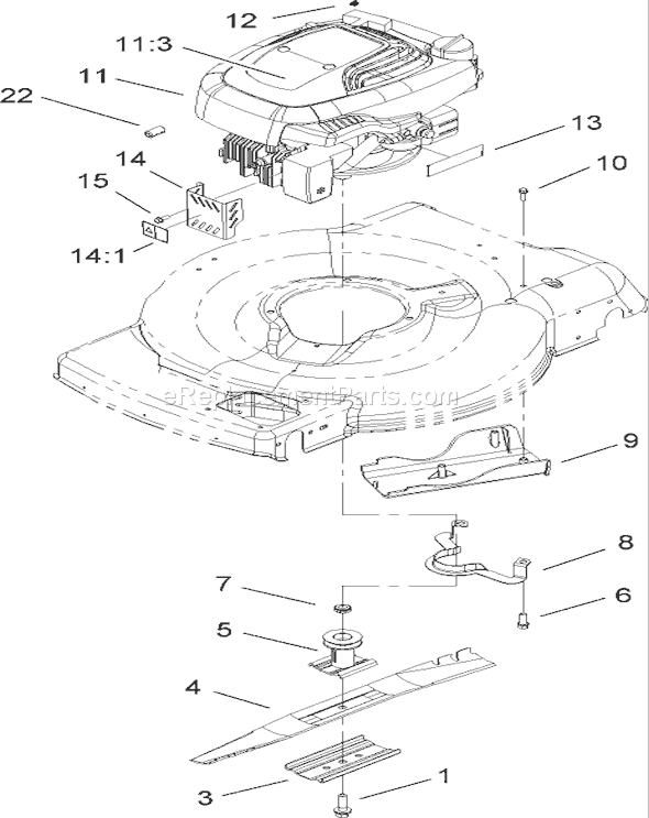 Toro 20098 (270000001-270999999)(2007) Lawn Mower Engine and Blade Assembly Diagram