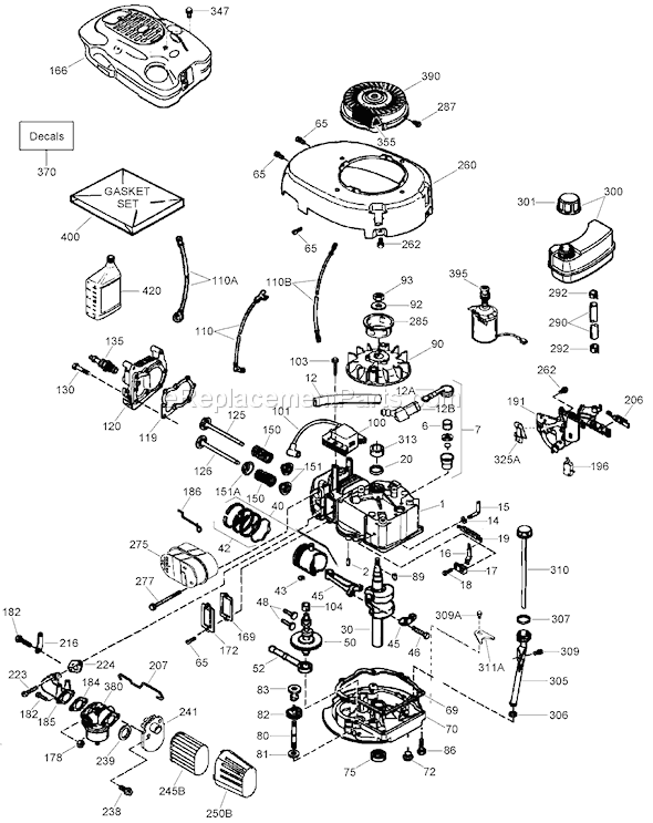 Toro 20098 (270000001-270999999)(2007) Lawn Mower Engine Assembly No. 1 Tecumseh Lv195ea-362090d Diagram