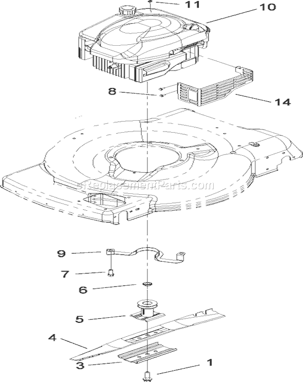 Toro 20110 (280000001-280001676)(2008) Lawn Mower Engine and Blade Assembly Diagram