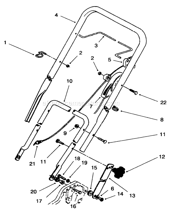 Toro 20181 (6900001-6999999)(1996) Lawn Mower Handle & Throttle Control Assembly Diagram