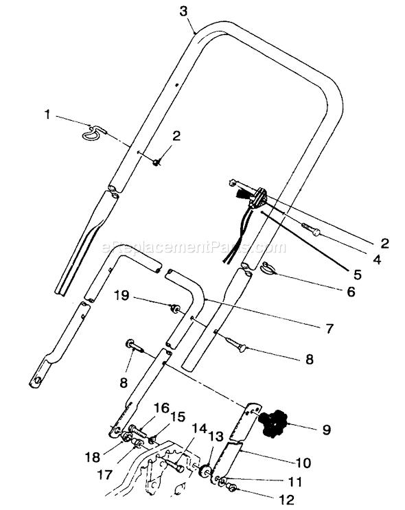 Toro 20183B (4900001-4999999)(1994) Lawn Mower Handle & Throttle Control Assembly Diagram