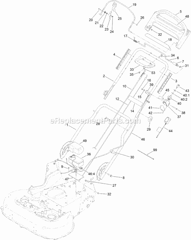 Toro 20200 (314000001 - 314200000) TimeMaster 30 in. Lawn Mower Handle_And_Electrical_Assembly Diagram