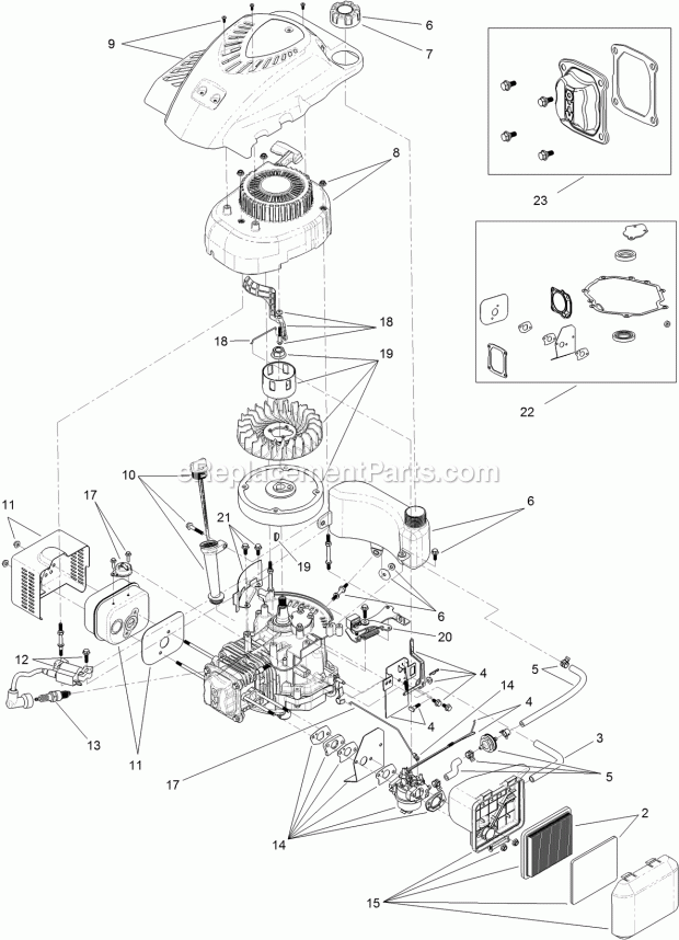 Toro 20314 (311000001-311999999) 20in Recycling/rear Bagging Lawn Mower, 2011 Engine Assembly No. 119-1989 Diagram