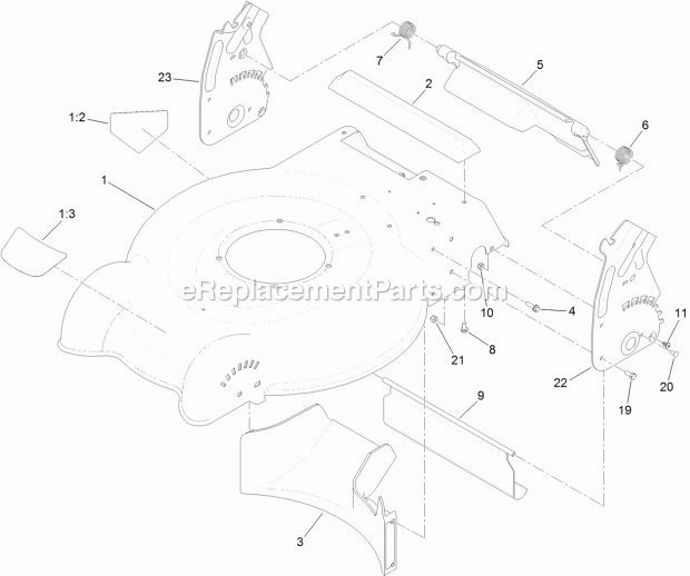 Toro 20316 (311000001-311999999) 20in Recycler/rear Bagging Lawn Mower, 2011 Housing and Rear Door Assembly Diagram