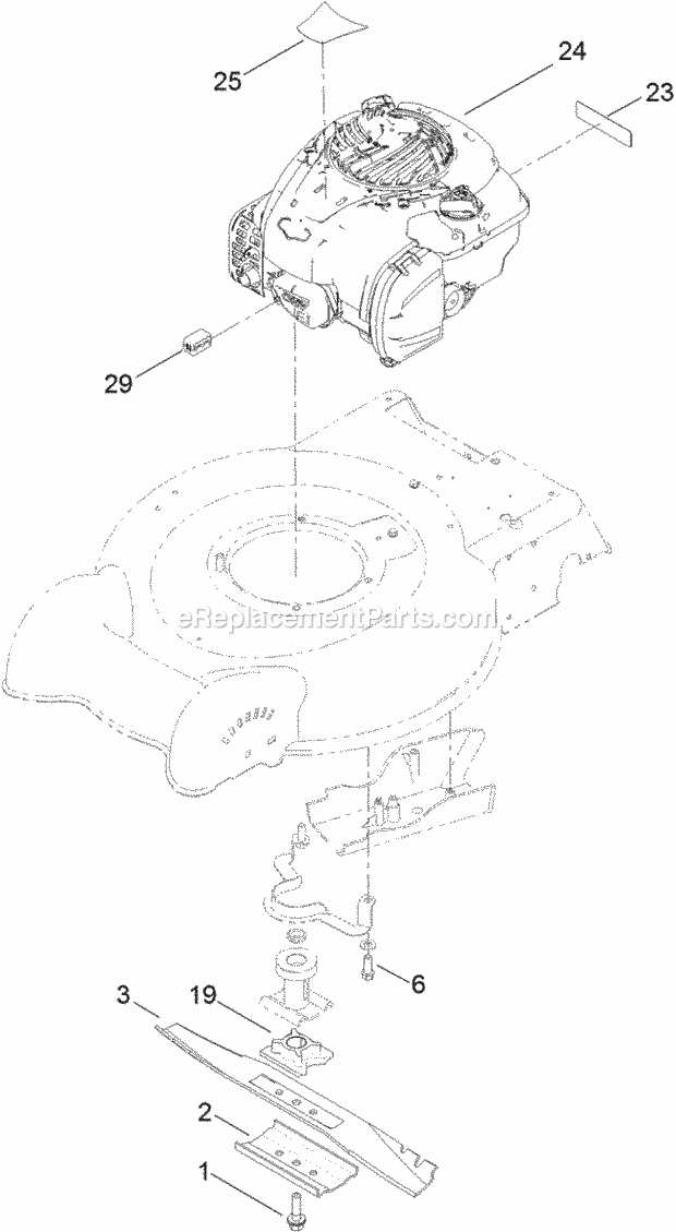 Toro 20319 (314000001 - 314999999) 20in Recycler/Rear Bagging Lawn Mower Engine_And_Blade_Assembly Diagram