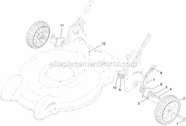 Toro 20319 (314000001 - 314999999) 20in Recycler/Rear Bagging Lawn Mower Rear_Wheel_And_Height-Of-Cut_Assembly Diagram