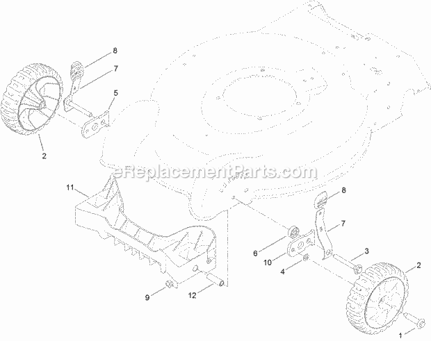 Toro 20319 (316000001-316999999) 20in Recycler/Rear Bagging Lawn Mower Front Wheel and Height-Of-Cut Assembly Diagram