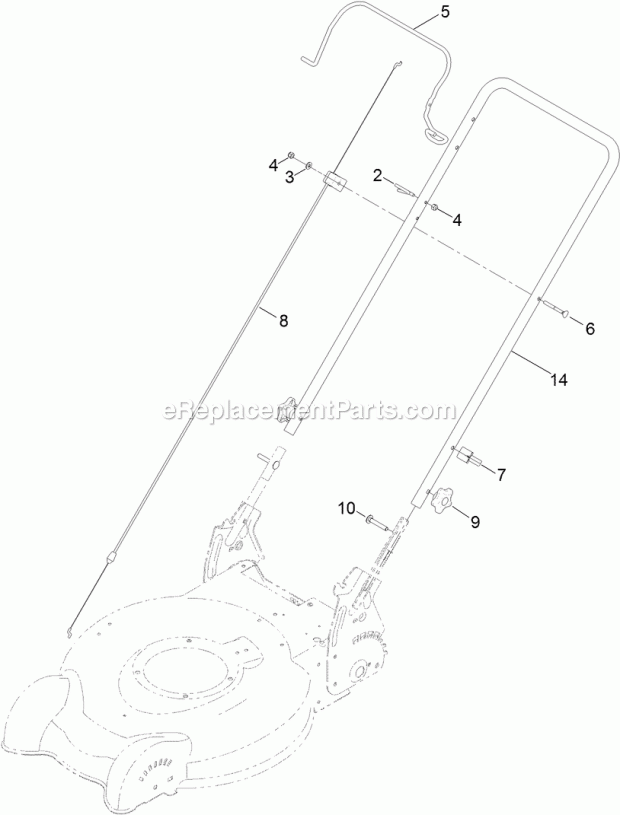 Toro 20319 (316000001-316999999) 20in Recycler/Rear Bagging Lawn Mower Handle Assembly Diagram