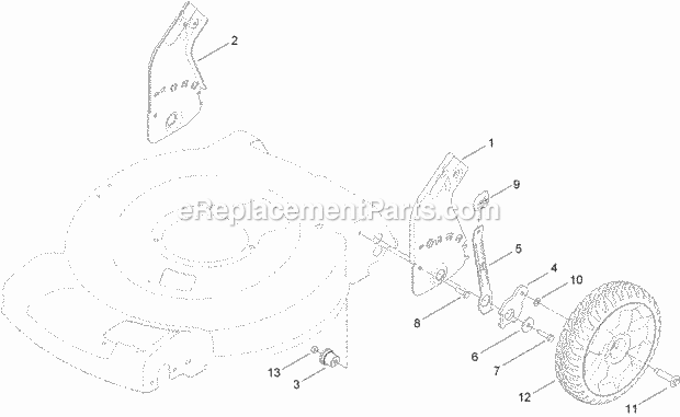 Toro 20331 (311000001-311999999) Lawn Mower Height-Of-Cut and Rear Wheel Assembly Diagram