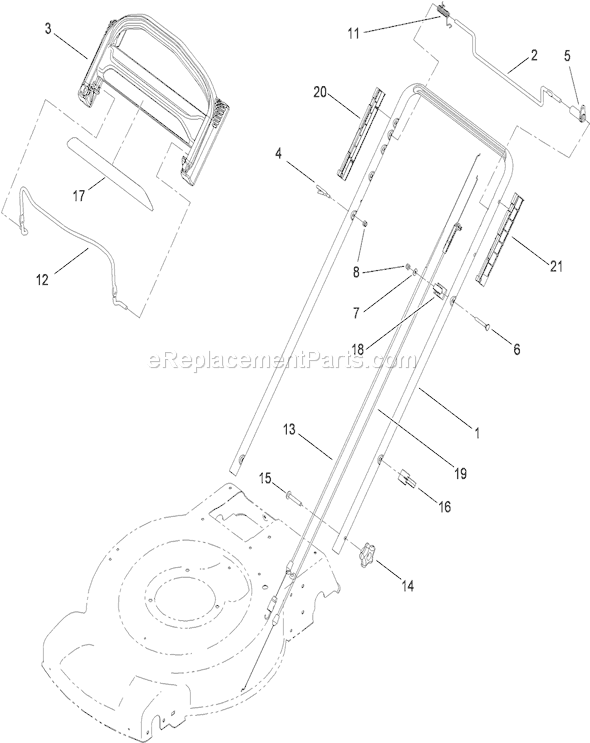 Toro 20332 (310000001-310999999)(2010) Lawn Mower Upper Handle Assembly Diagram