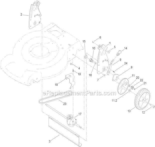 Toro 20332 (311000001-311999999)(2011) Lawn Mower Transmission and Rear Wheel Drive Assembly Diagram