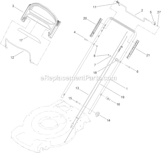 Toro 20332 (311000001-311999999)(2011) Lawn Mower Upper Handle Assembly Diagram