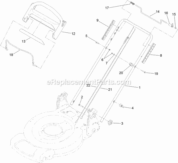 Toro 20332 (313000001 - 313999999) 22in Recycler Lawn Mower Handle_Assembly Diagram