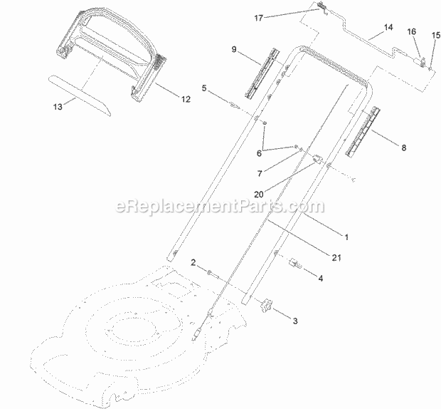 Toro 20333 (312000001 - 312999999) 22in Recycler Lawn Mower Upper_Handle_Assembly Diagram