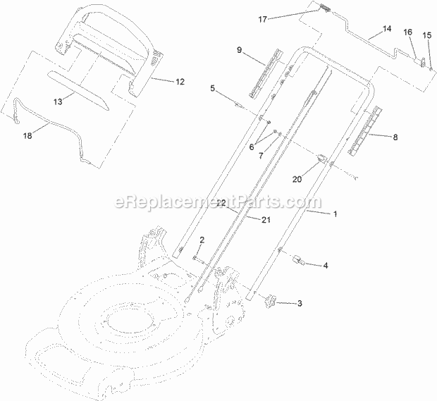 Toro 20334C (313000001 - 313999999) 22in Recycler Lawn Mower Handle_Assembly Diagram