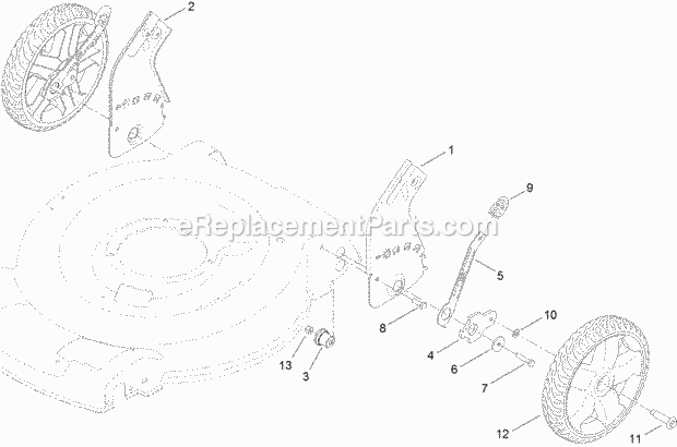 Toro 20339 (314000001 - 314999999) 22in Recycler Lawn Mower with SmartStow Height-Of-Cut_And_Rear_Wheel_Assembly Diagram