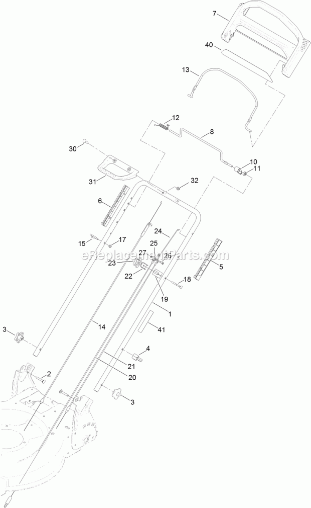 Toro 20353 (315000001-315999999) 22in Recycler Lawn Mower, 2015 Handle Assembly Diagram