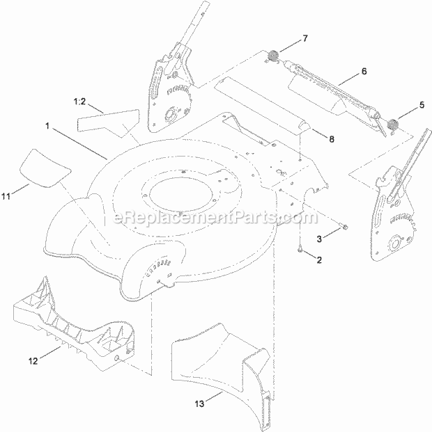 Toro 20360 (313000001 - 313999999) e-Cycler 20-inch Cordless Lawn Mower Housing_Baffle_And_Rear_Door_Assembly Diagram
