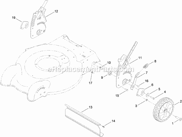 Toro 20360 (313000001 - 313999999) e-Cycler 20-inch Cordless Lawn Mower Rear_Axle_And_Height-Of-Cut_Assembly Diagram