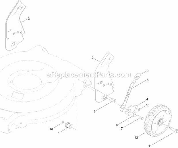 Toro 20370 (316000001-316999999) 22in Recycler Lawn Mower Rear Wheel and Height-Of-Cut Assembly Diagram