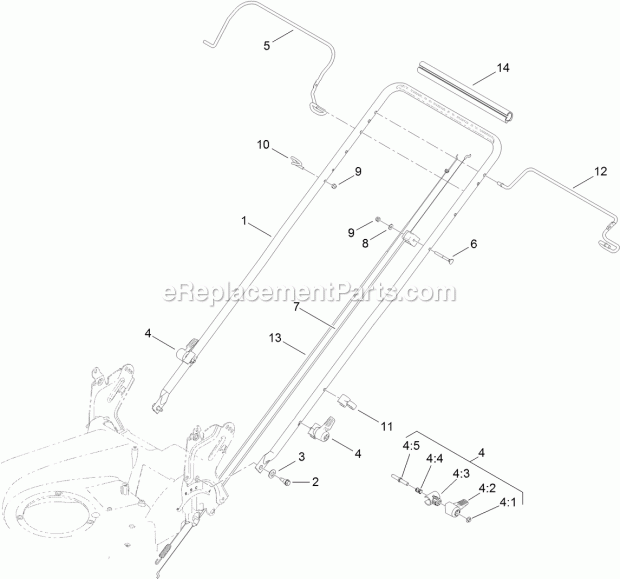 Toro 20380 (313000001-313999999) Super Recycler Lawn Mower, 2013 Handle Assembly Diagram
