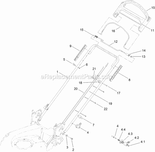 Toro 20381 (312000001 - 312999999) Super Recycler Lawn Mower Handle_Assembly Diagram