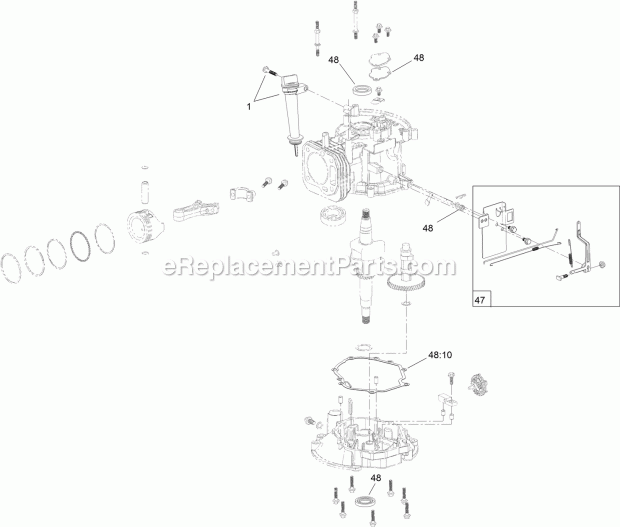Toro 20383 (315000001-315999999) Super Recycler Lawn Mower Dipstick and Gasket Assembly Engine Assembly No. 120-4412 Diagram