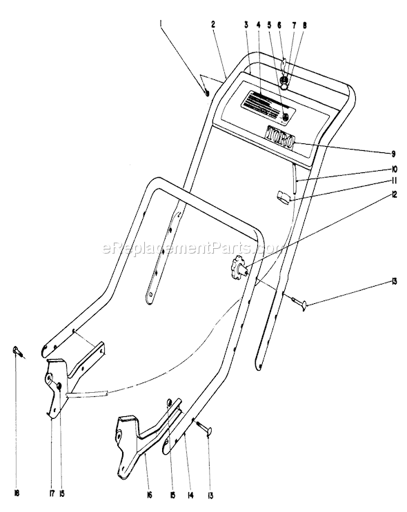Toro 20440 (4000001-4999999)(1974) Lawn Mower Handle Assembly Diagram