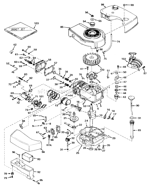 Toro 20440 (4000001-4999999)(1974) Lawn Mower Page F Diagram