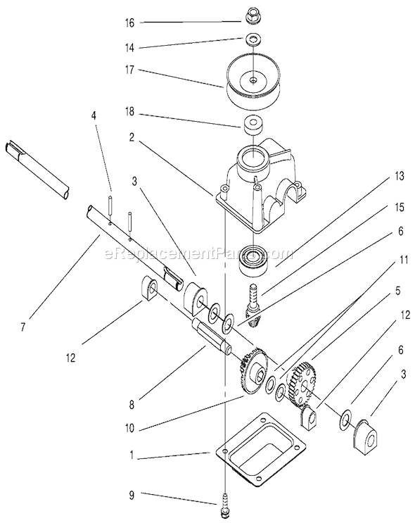 Toro 20452 (8900001-8999999)(1998) Lawn Mower Gear Case Assembly Diagram