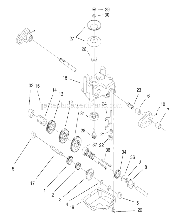 Toro 20470 (7900001-7999999)(1997) Lawn Mower Gear Case Assembly Diagram
