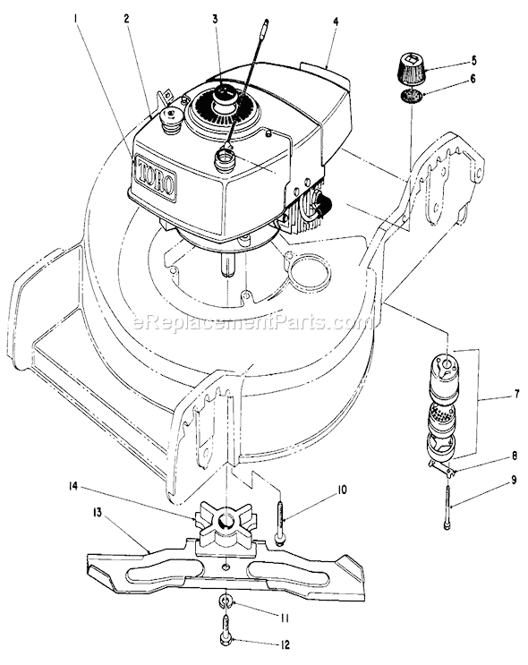 Toro 20577 (4000001-4999999)(1984) Lawn Mower Engine Assembly Diagram