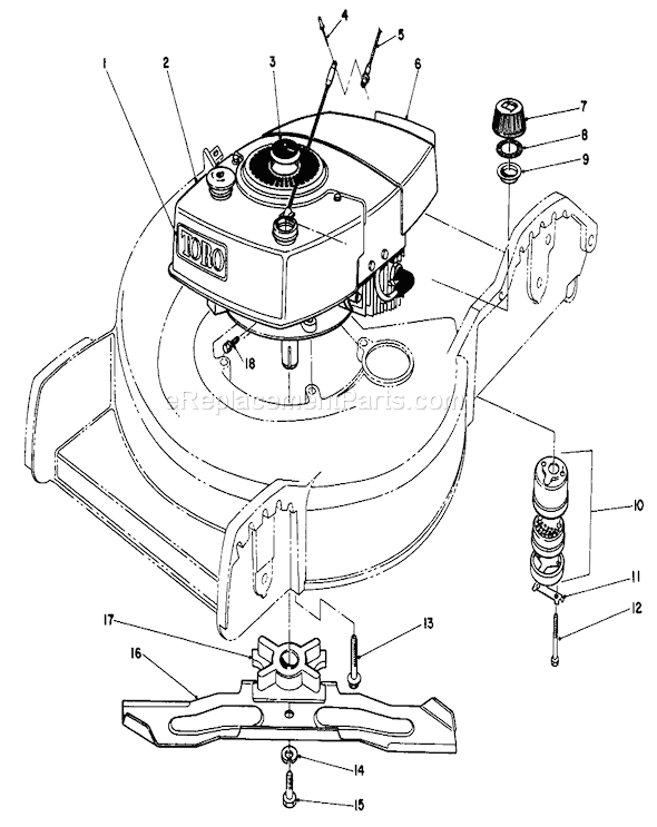 Toro 20577 (5000001-5999999)(1985) Lawn Mower Engine Assembly Diagram