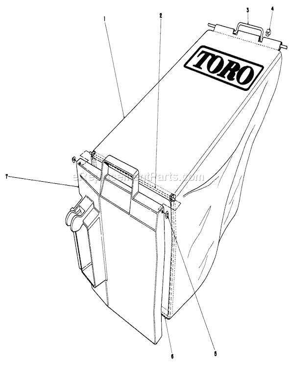 Toro 20577 (5000001-5999999)(1985) Lawn Mower Grass Bag Assembly Diagram