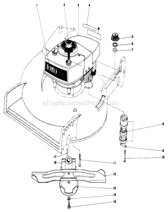 Toro 20610 (1000001-1999999)(1981) Lawn Mower Engine Assembly Diagram