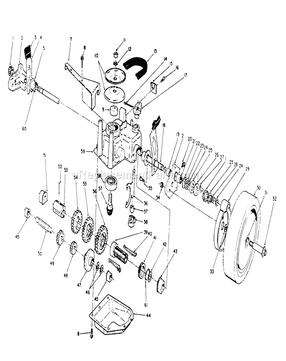 Toro 20622 (0003102-0999999)(1990) Lawn Mower Gear Case Assembly Diagram