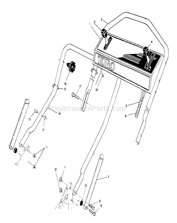 Toro 20622 (0003102-0999999)(1990) Lawn Mower Handle Assembly Diagram