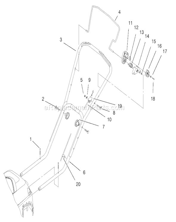 Toro 20648 (89000001-89999999)(1998) Lawn Mower Handle and Controls Assembly Diagram