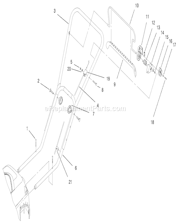 Toro 20649 (7900001-7999999)(1997) Lawn Mower Handle and Controls Assembly Diagram