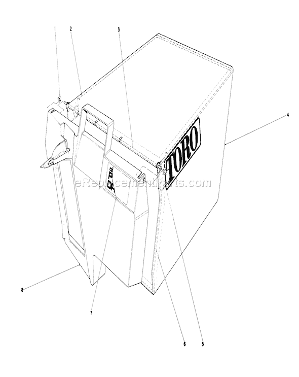 Toro 20666 (0000001-0999999)(1990) Lawn Mower Grass Bag Assembly Diagram