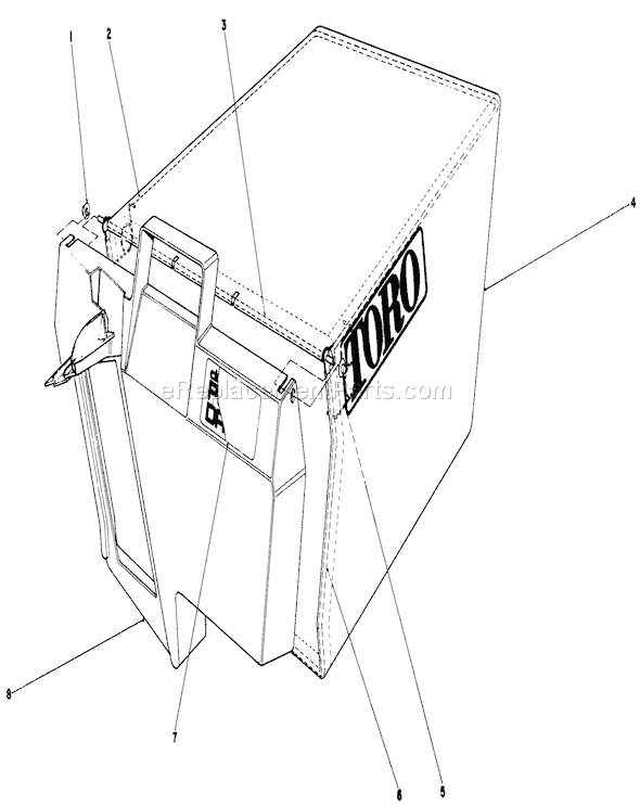 Toro 20671 (9000001-9999999)(1989) Lawn Mower Grass Bag Assembly Diagram