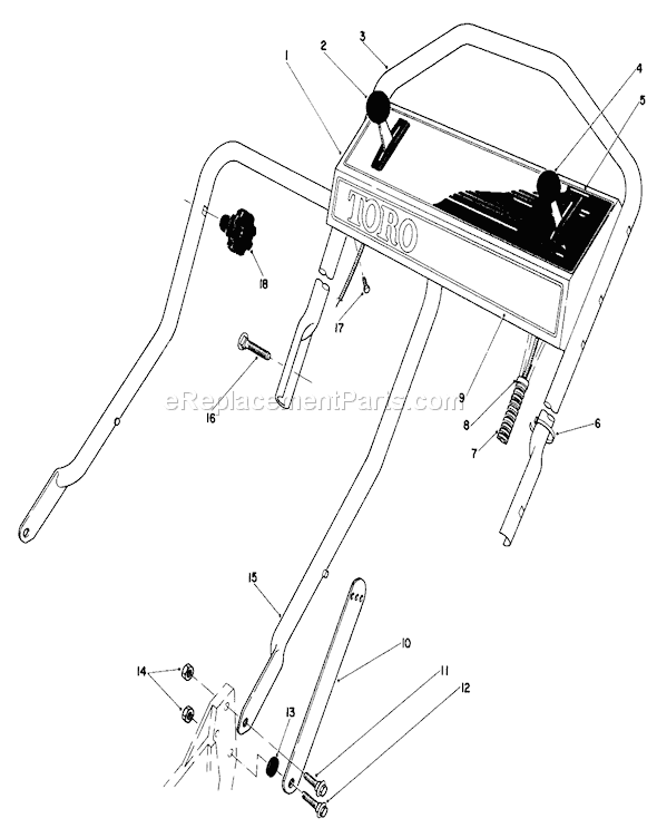 Toro 20674 (3000001-3999999)(1983) Lawn Mower Handle Assembly Diagram