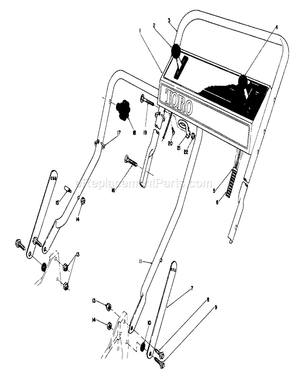 Toro 20692 (9000001-9999999)(1989) Lawn Mower Handle Assembly Diagram