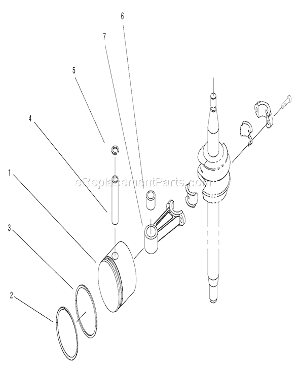 Toro 20709 (9900001-9999999)(1999) Lawn Mower Piston and Connecting Rod Assembly Diagram