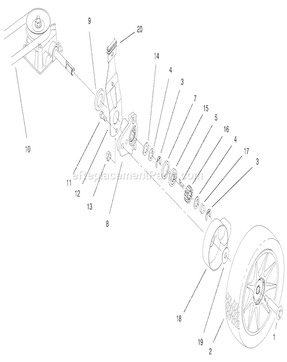 Toro 20710 (7000001-7999999)(1997) Lawn Mower Rear Axle Assembly Diagram