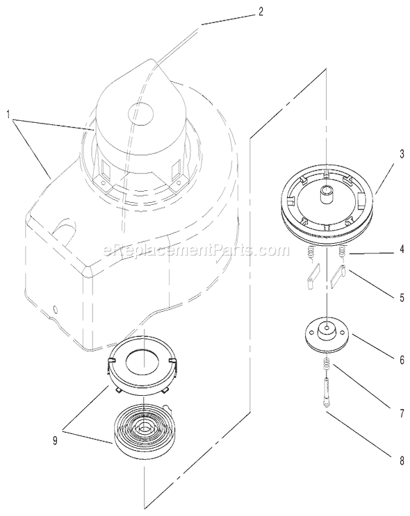 Toro 20710 (7000001-7999999)(1997) Lawn Mower Recoil Starter Assembly Diagram
