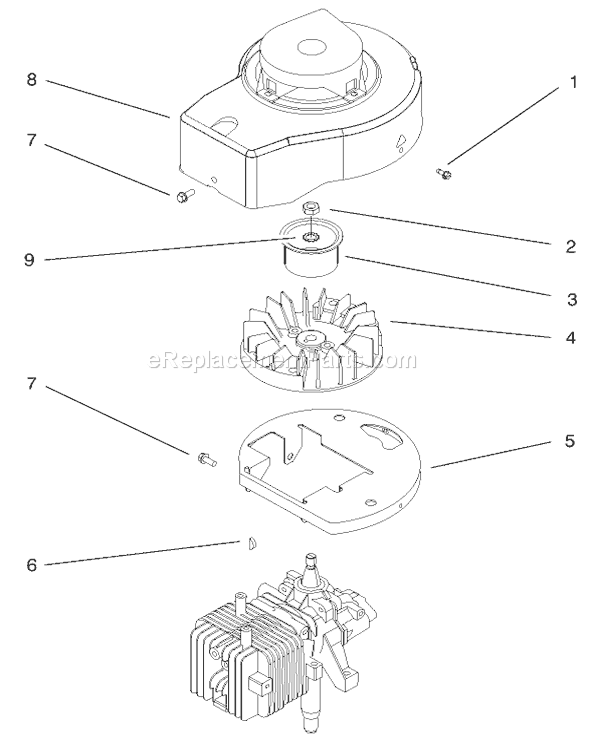 Toro 20710 (7000001-7999999)(1997) Lawn Mower Engine Assembly Diagram