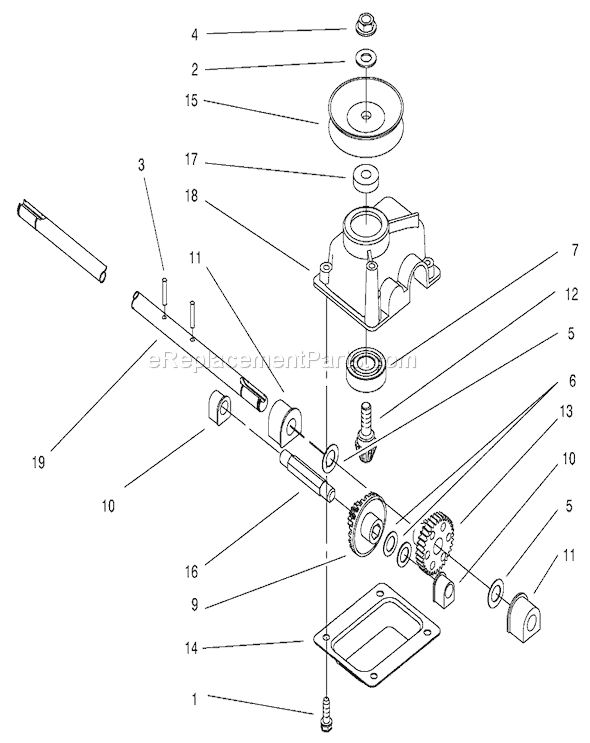 Toro 20711 (200000001-200999999)(2000) Lawn Mower Gear Case Assembly No. 92-7735 Diagram